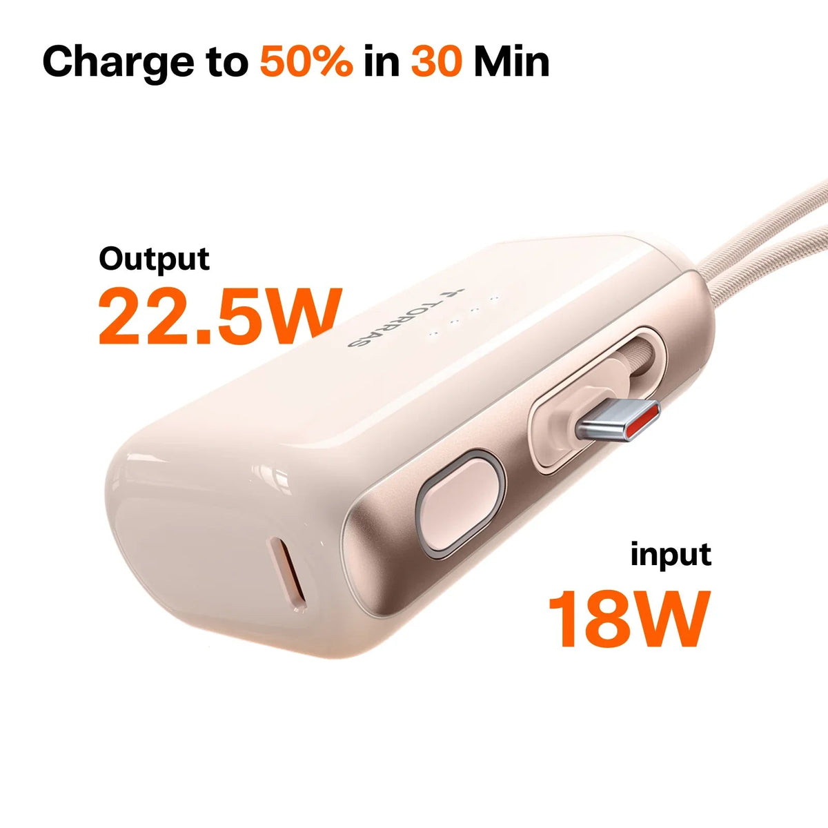 TORRAS PocketVolt 5000mAh mini power bank with 22.5W USB-C fast charging