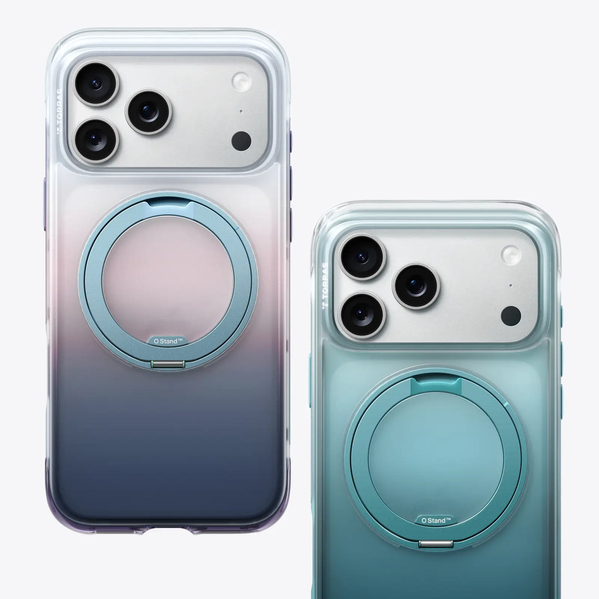 TORRAS Ostand O3 Air case for iPhone 17 Series featuring built-in stand and gradient colors.