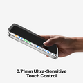 GlassGo privacy screen protector for iPhone 17 Pro Max, 0.71mm ultra-sensitive touch.