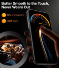 TORRAS GlassGo iPhone 13 screen protector: 96% anti-fingerprint, 1080P clarity, 9H hardness.