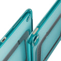 Translucent teal TORRAS Ostand K3 Neo case for iPad mini 6/7, with Apple Pencil holder.