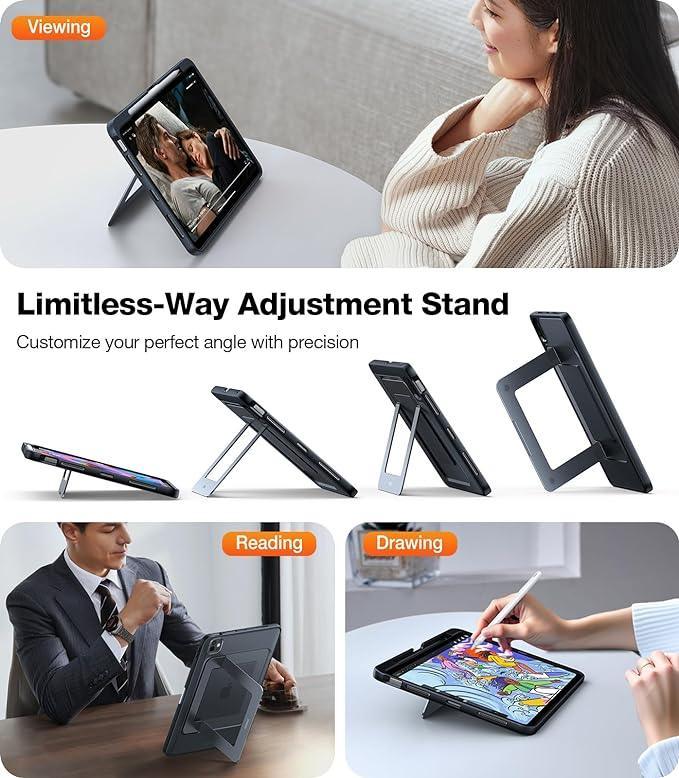 TORRAS Ostand case for iPad Air 13 inch with adjustable stand and integrated pencil holder.
