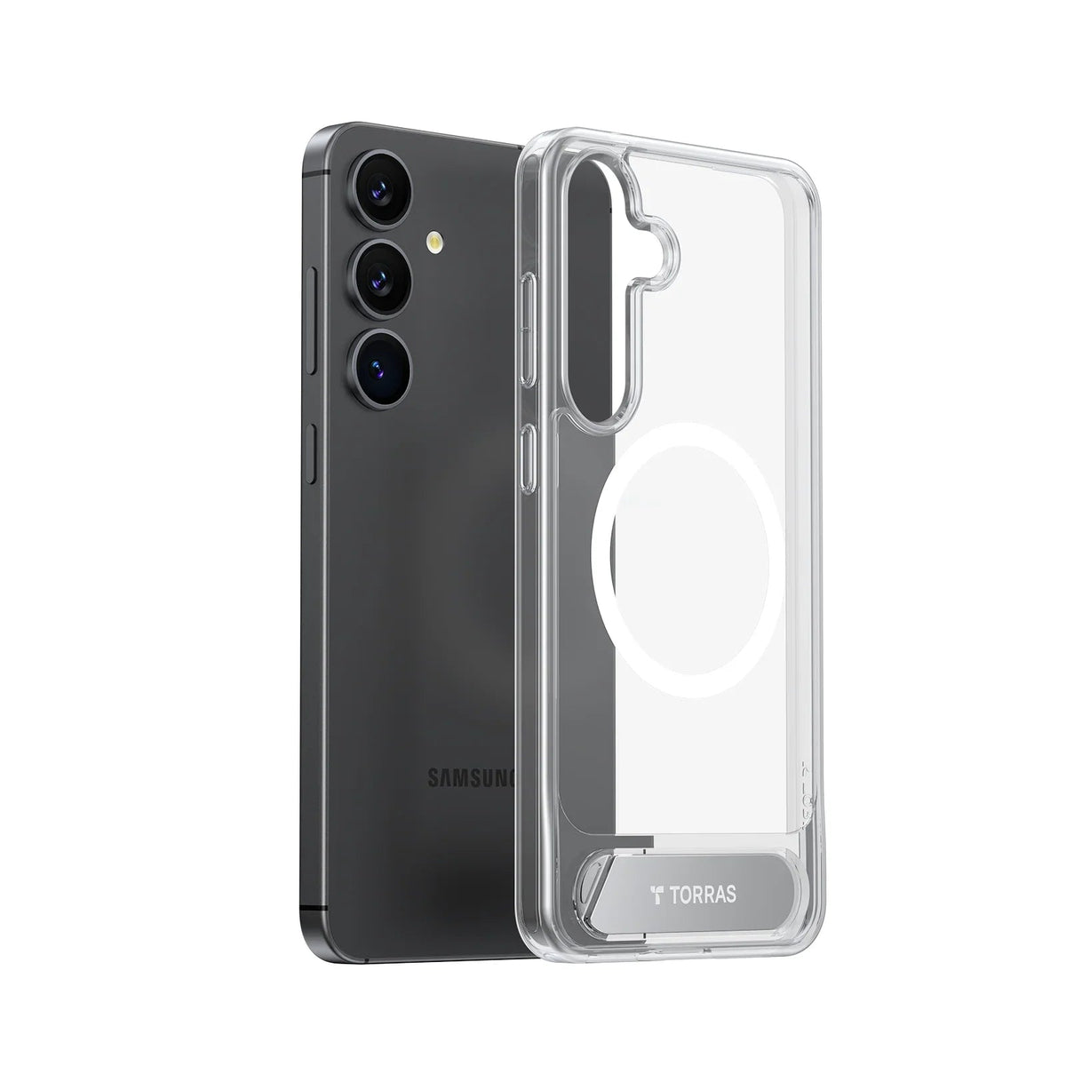 TORRAS Ostand L1 clear magnetic kickstand case for Samsung S25 Plus