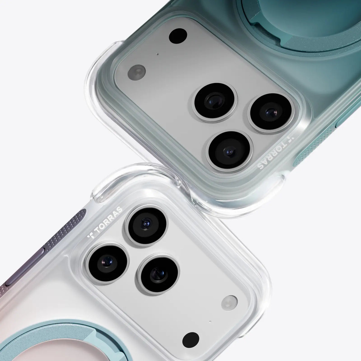TORRAS Ostand O3 Air clear case for iPhone 17 Series featuring magnetic stand