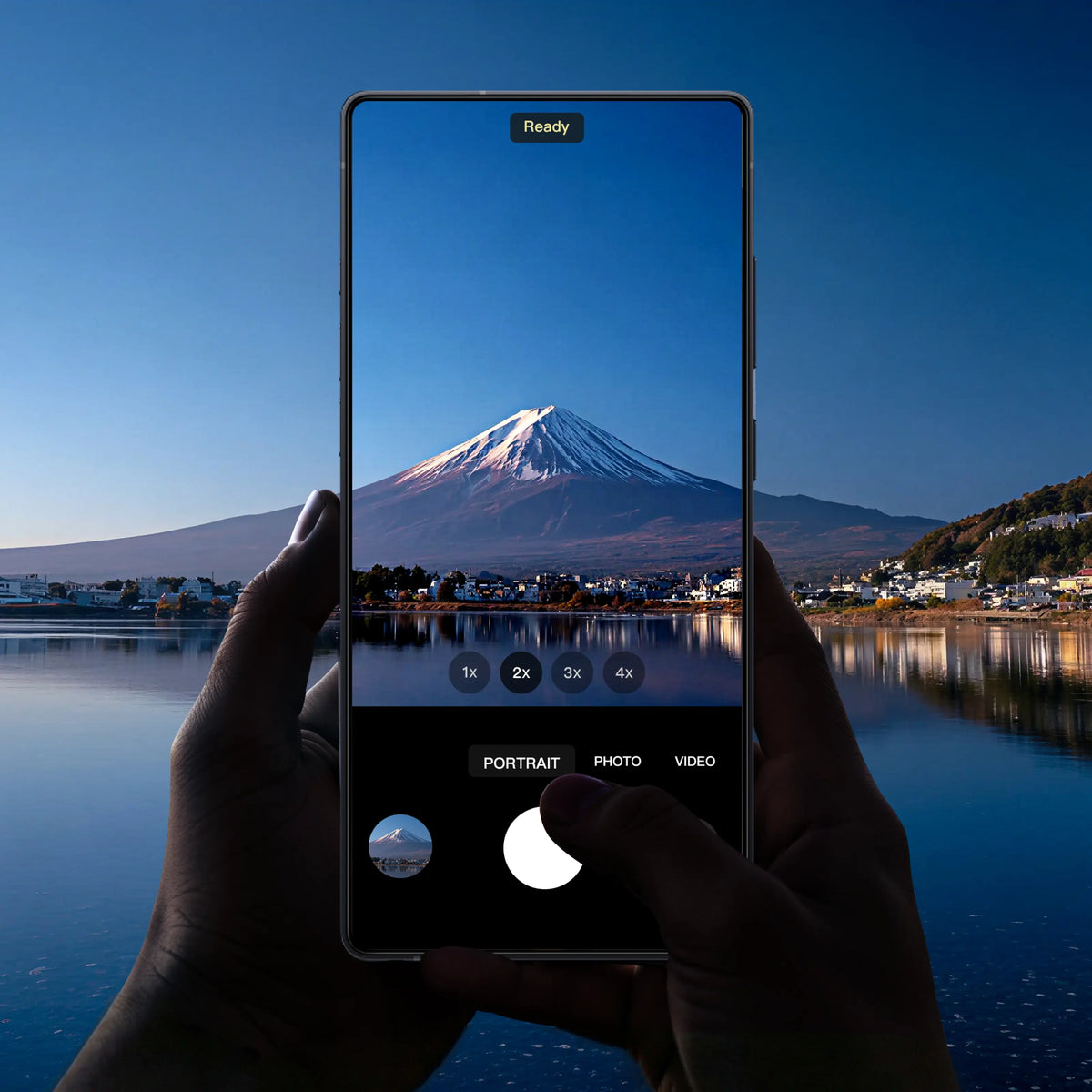 Lensguard camera protector for Samsung S26 Ultra, shown capturing Mount Fuji.
