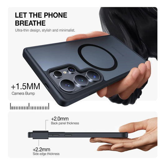TORRAS Guardian-Mag case for Samsung S25 Plus, ultra-thin Magsafe case with magnetic ring.