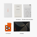 TORRAS Lensguard camera lens protector kit: manual, cleaning wipes, installation tool, packaging.