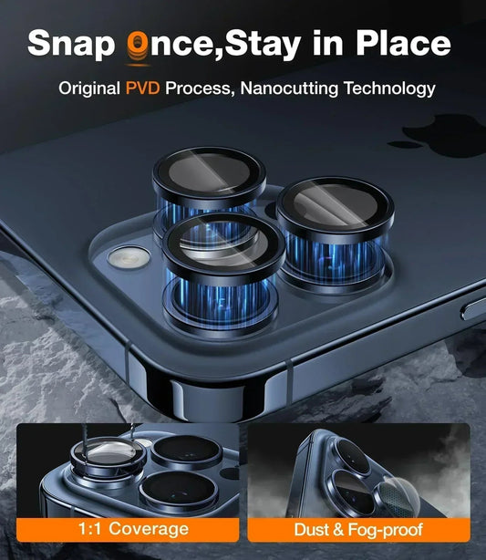TORRAS Lensguard camera protector for iPhone 16 Pro: PVD, Nanocutting, 1:1, dust/fog proof.