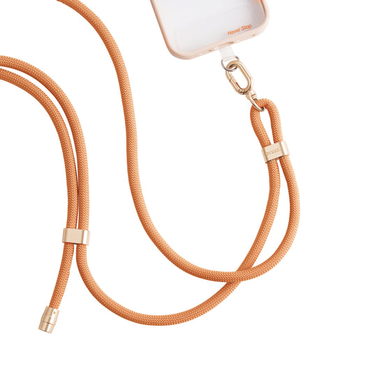 TORRAS LoopGo Flex orange crossbody phone lanyard with zinc alloy clasp