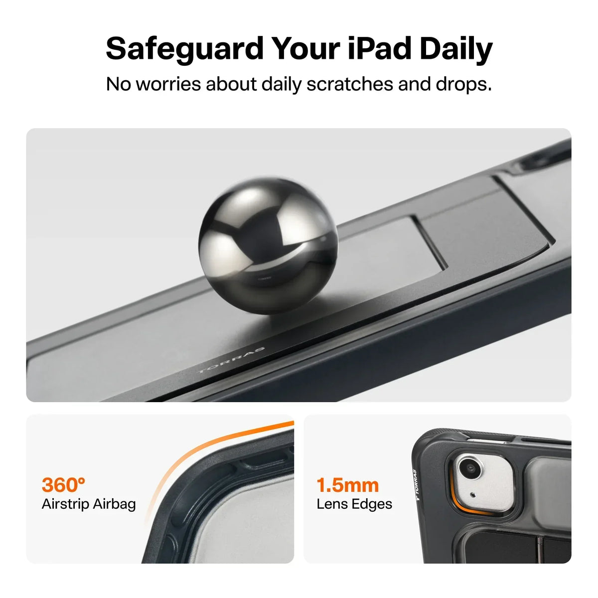 TORRAS Ostand magnetic stand case for iPad Pro 13 inch with airbag protection and pencil holder.