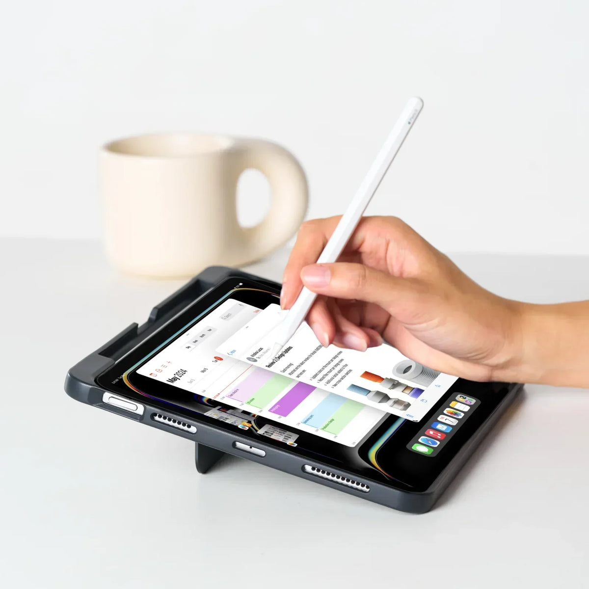 TORRAS Ostand case for iPad Pro 13 inch with integrated pencil holder and kickstand.