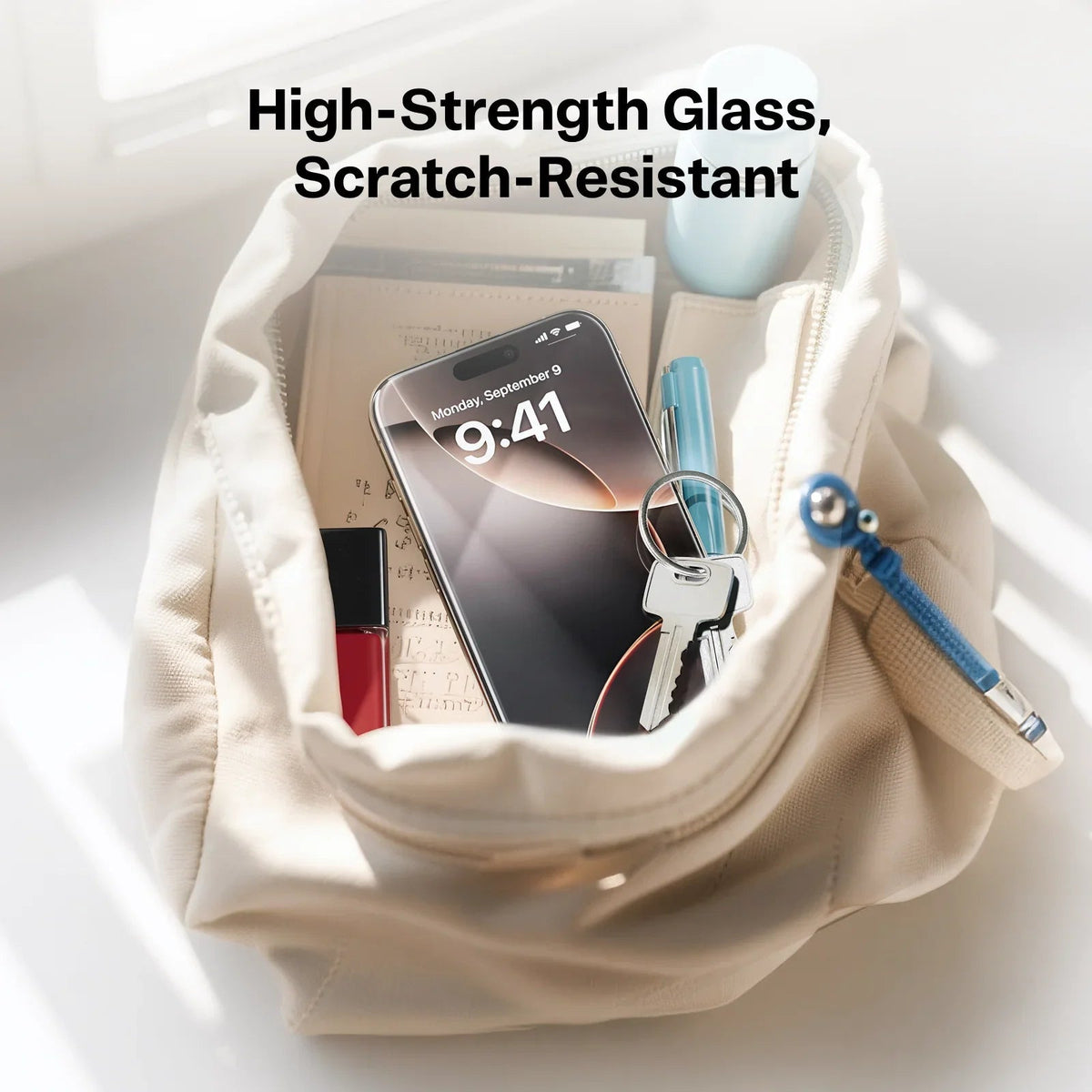 TORRAS GlassGo screen protector for iPhone 16 Pro Max: high-strength, scratch-resistant.