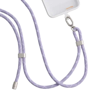 TORRAS LoopGo Flex crossbody phone lanyard, lavender speckle cord, adjustable zinc alloy hardware.