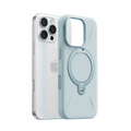 TORRAS Ostand Q3 light blue silicone iPhone 16 Pro Max case featuring magnetic ring stand