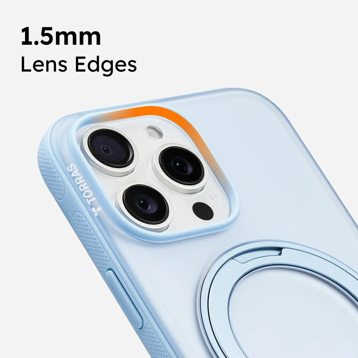 TORRAS Ostand O3 Fitness iPhone 16 Pro Max case: 1.5mm raised lens edges, magnetic stand.