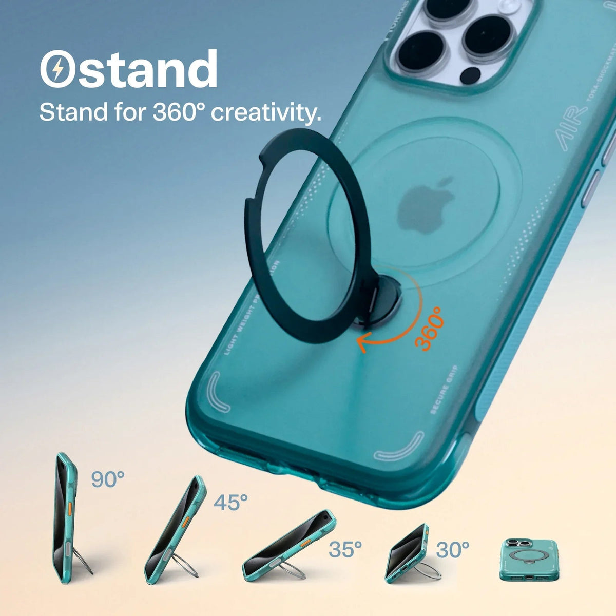 TORRAS Ostand Q3 Air iPhone 15 Pro Max case with 360° magnetic ring stand