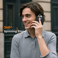 TORRAS Ostand Q3 black silicone iPhone case with 360° spinning stand.
