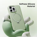 TORRAS Ostand Q3 light green silicone case for iPhone 16 Pro Max with magnetic stand