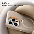 TORRAS Ostand Q3 beige silicone case for iPhone 16 Pro Max with 1.00mm raised camera protection and magnetic stand