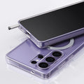 TORRAS Ostand Q3 Spin clear purple case for Samsung S26 Series with 360° magnetic stand.