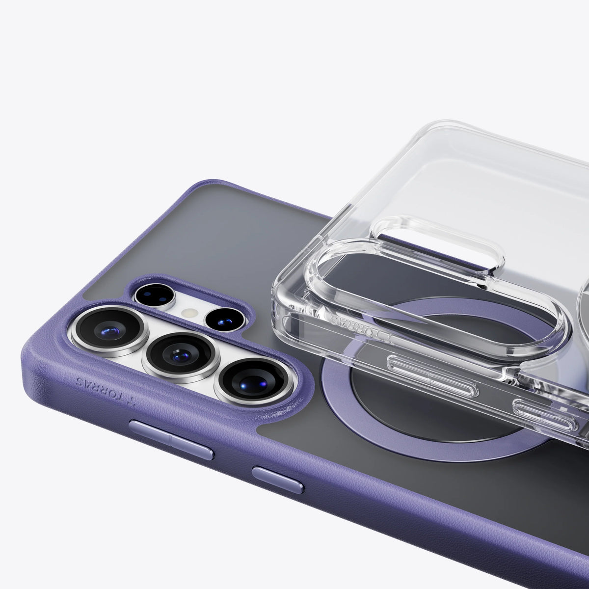 Purple TORRAS Ostand Q3 Spin magnetic case for Samsung S26 Series.