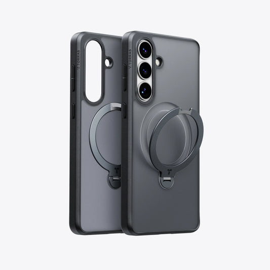 TORRAS Ostand Q3 Spin magnetic stand case for Samsung S26, dark grey, 360° spin.