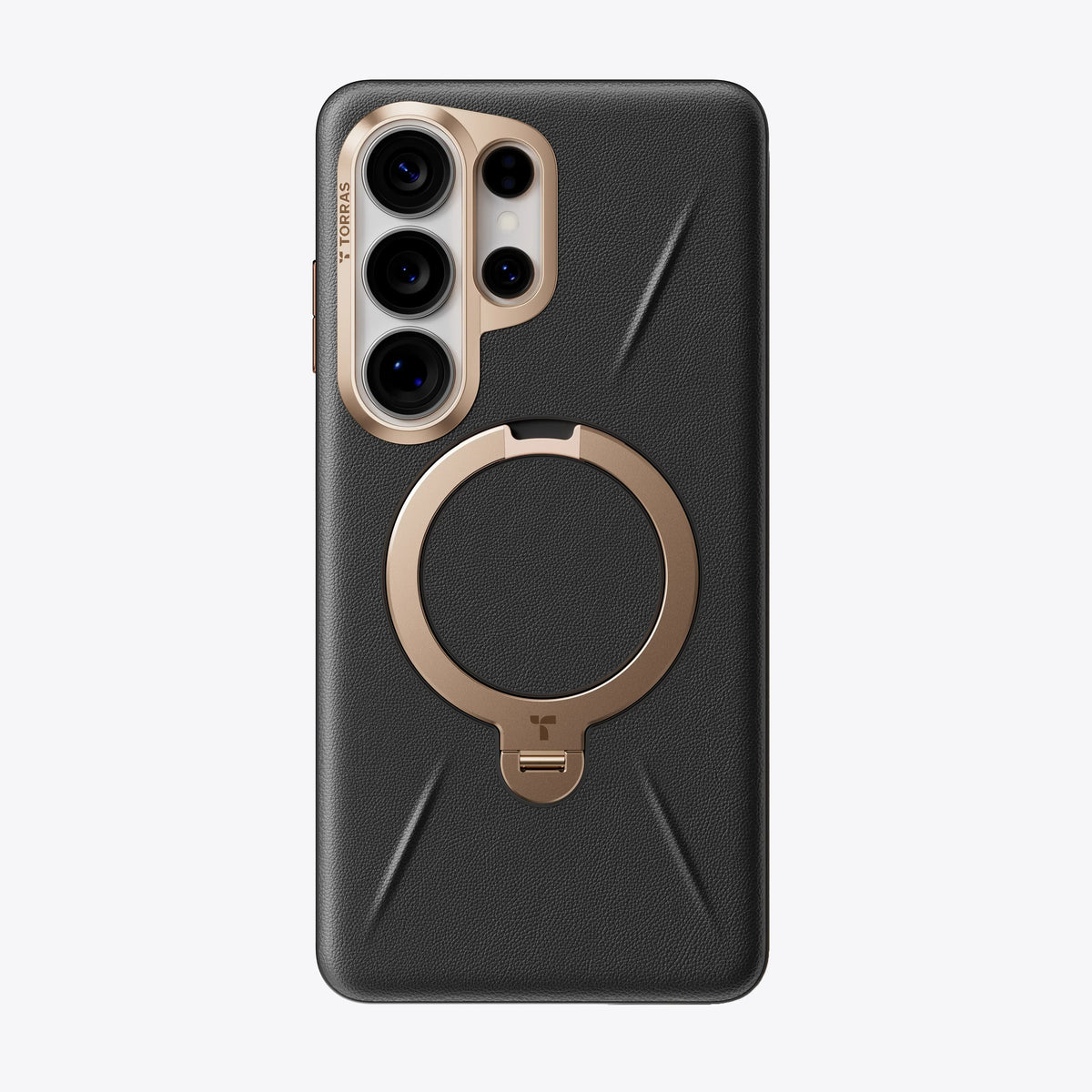 Black TORRAS Ostand Q3 VegSkin case for Samsung S26 Series with gold ring stand