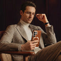 TORRAS Ostand Q3 VegSkin brown textured phone case with ring stand for Samsung S26 Series