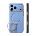TORRAS Ostand Q3 VegSkin case for iPhone 18 Pro/Pro Max in powder blue with a gold ring stand