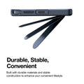 Dark grey Samsung S25 Plus TORRAS Ostand L1 case: durable, stable, convenient magnetic stand deployed.