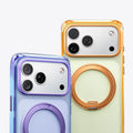 TORRAS Ostand O3 Air Bios for iPhone 17 Pro Max: purple & orange cases with ring stands.