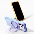 TORRAS Ostand O3 Air Bios iPhone 17 Pro Max case, translucent purple with magnetic ring stand.