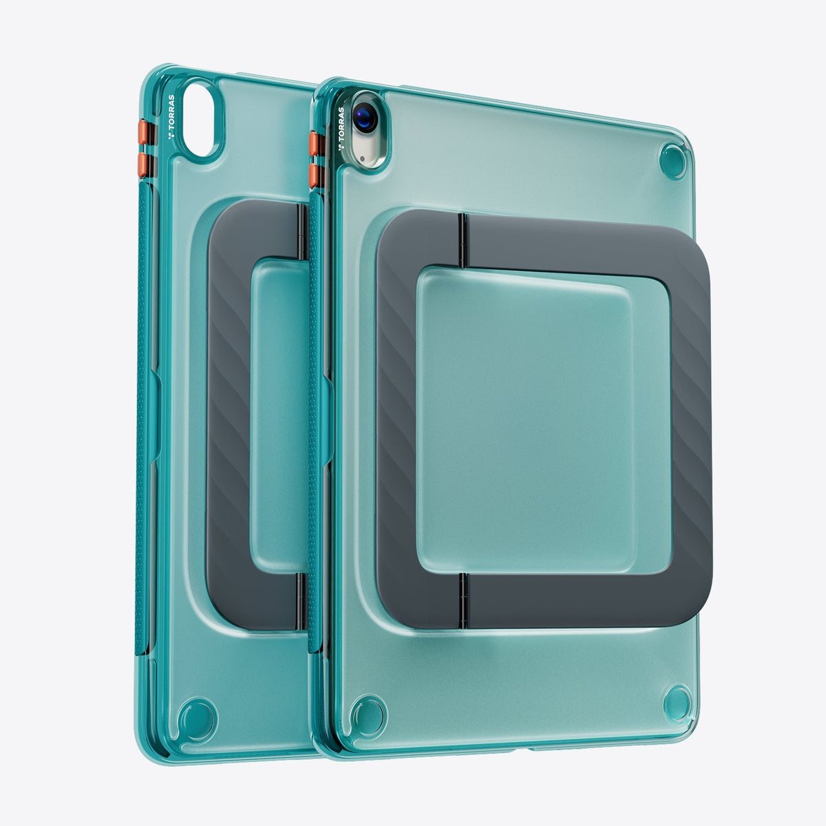 Teal TORRAS Ostand K3 Neo iPad Air 11 inch case with pencil holder and grey frame.