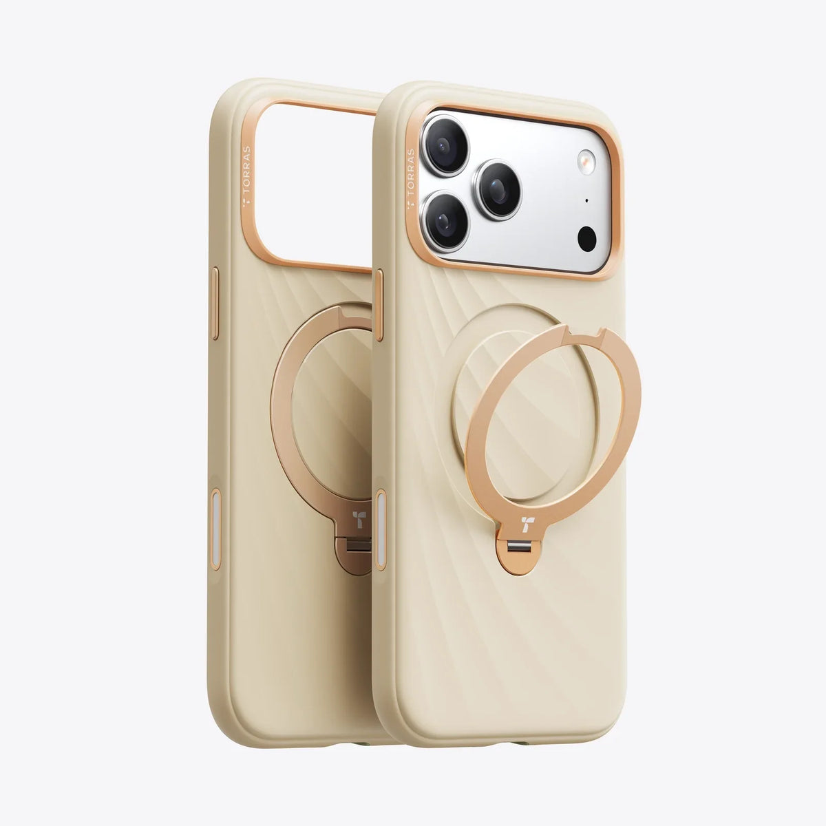 TORRAS Ostand Q3 Wind beige silicone case with magnetic ring stand for iPhone 17 Pro Max
