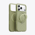 TORRAS Ostand Q3 Silicone Wind Limited case, olive green, for iPhone 17 Pro Max with kickstand.
