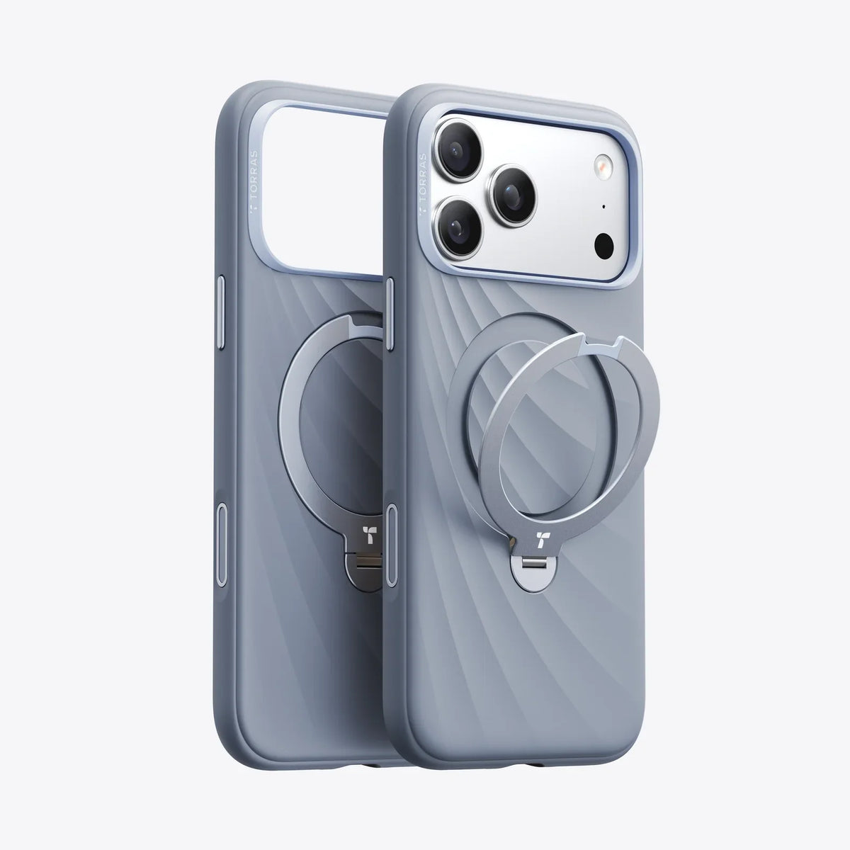 TORRAS Ostand Q3 slate blue silicone case for iPhone 17 Pro Max with ring stand