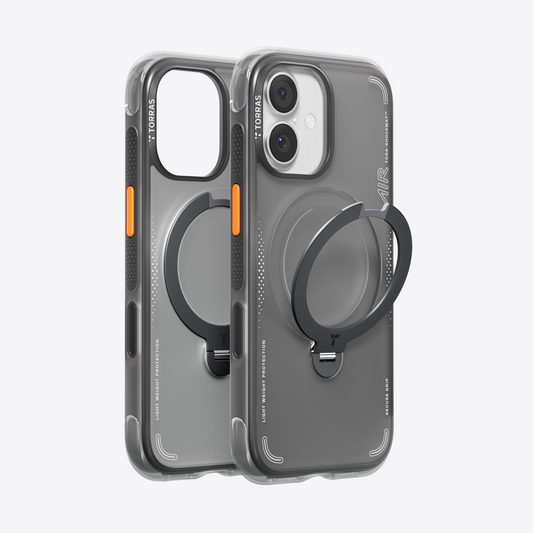 TORRAS Ostand Q3 Air slim case for iPhone 17 with magnetic ring stand.