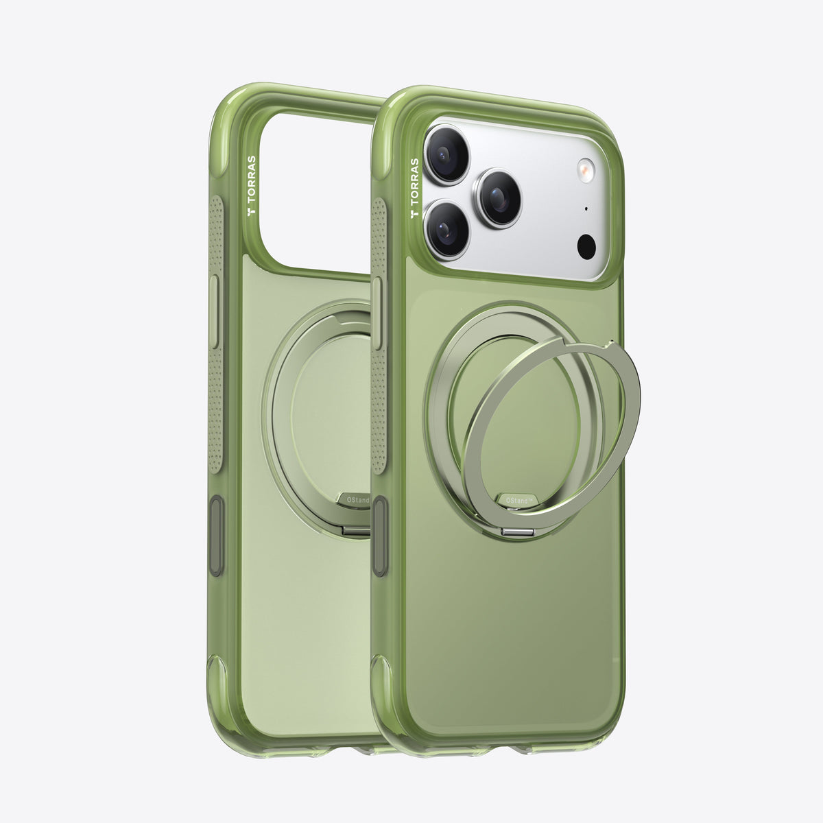 TORRAS Ostand O3 Air Classic green iPhone 17 Pro Max case with magnetic stand