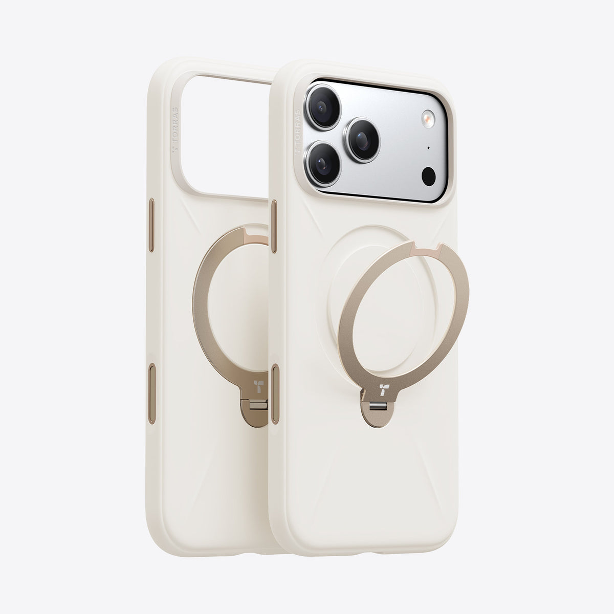 TORRAS Ostand Q3 orange silicone iPhone 17 Pro Max case with magnetic stand ring