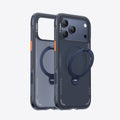 TORRAS Ostand Q3 Air dark blue case for iPhone 17 Pro with integrated ring stand.