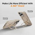 TORRAS Ostand Q3 Fusion beige case for iPhone 16 Pro with 360° stand.
