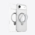 TORRAS Ostand Q3 Spin magnetic clear case for iPhone 17 Air with silver 360° spin stand.
