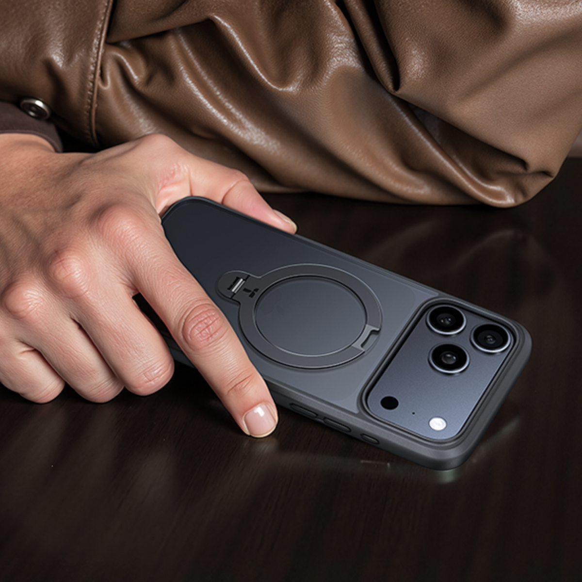 TORRAS Ostand Q3 Spin iPhone 17 case with 360° magnetic spinning stand