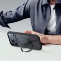 Ostand Q3 Spin magnetic case for iPhone 17, featuring a 360° rotatable ring stand.