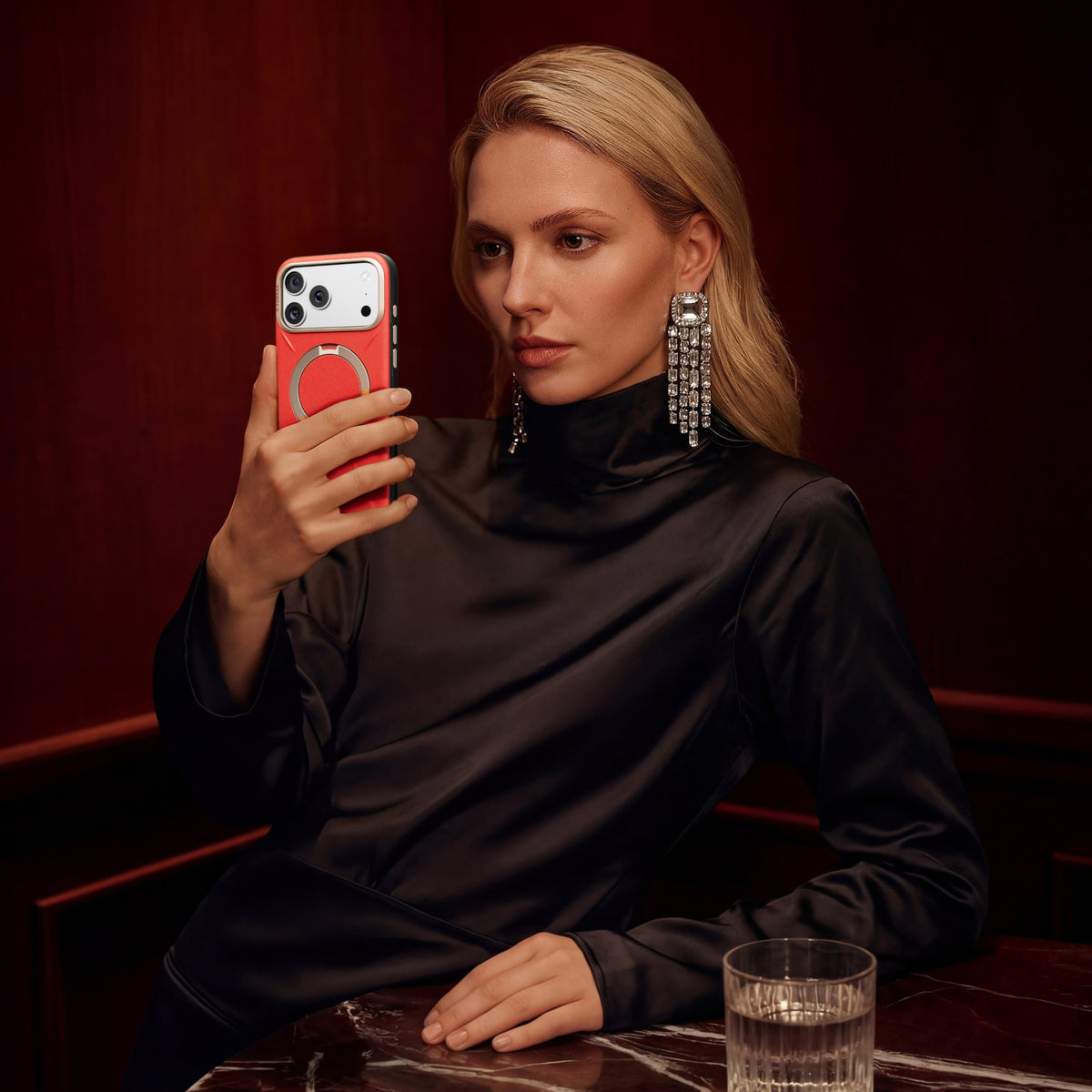 TORRAS Ostand Q3 Vegskin Red Edition iPhone 17 Series case with magnetic stand.