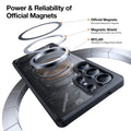 Exploded view of TORRAS Ostand L1 Samsung S25 Plus case, showing official magnets, magnetic shield, MYLAR.