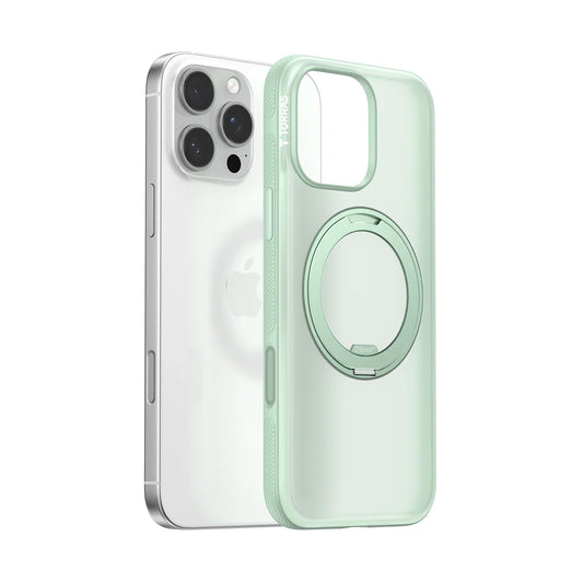 TORRAS Ostand O3 Fitness iPhone 16 Pro Max case with mint green magnetic ring stand.