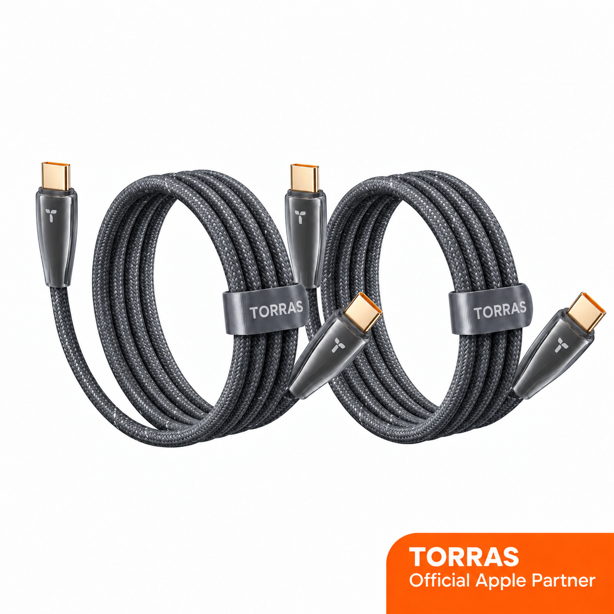 TORRAS Ice Gold 60W USB-C cable, 1.2m — 2pack-black