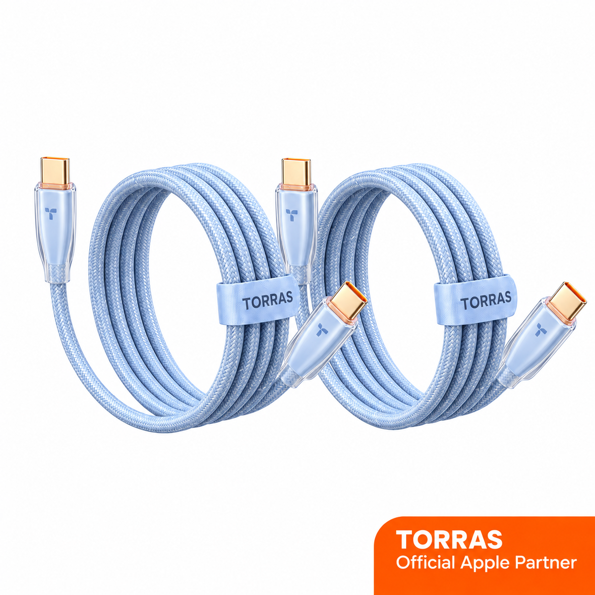TORRAS Ice Gold 60W USB-C cable, 1.2m — 2pack-glacier
