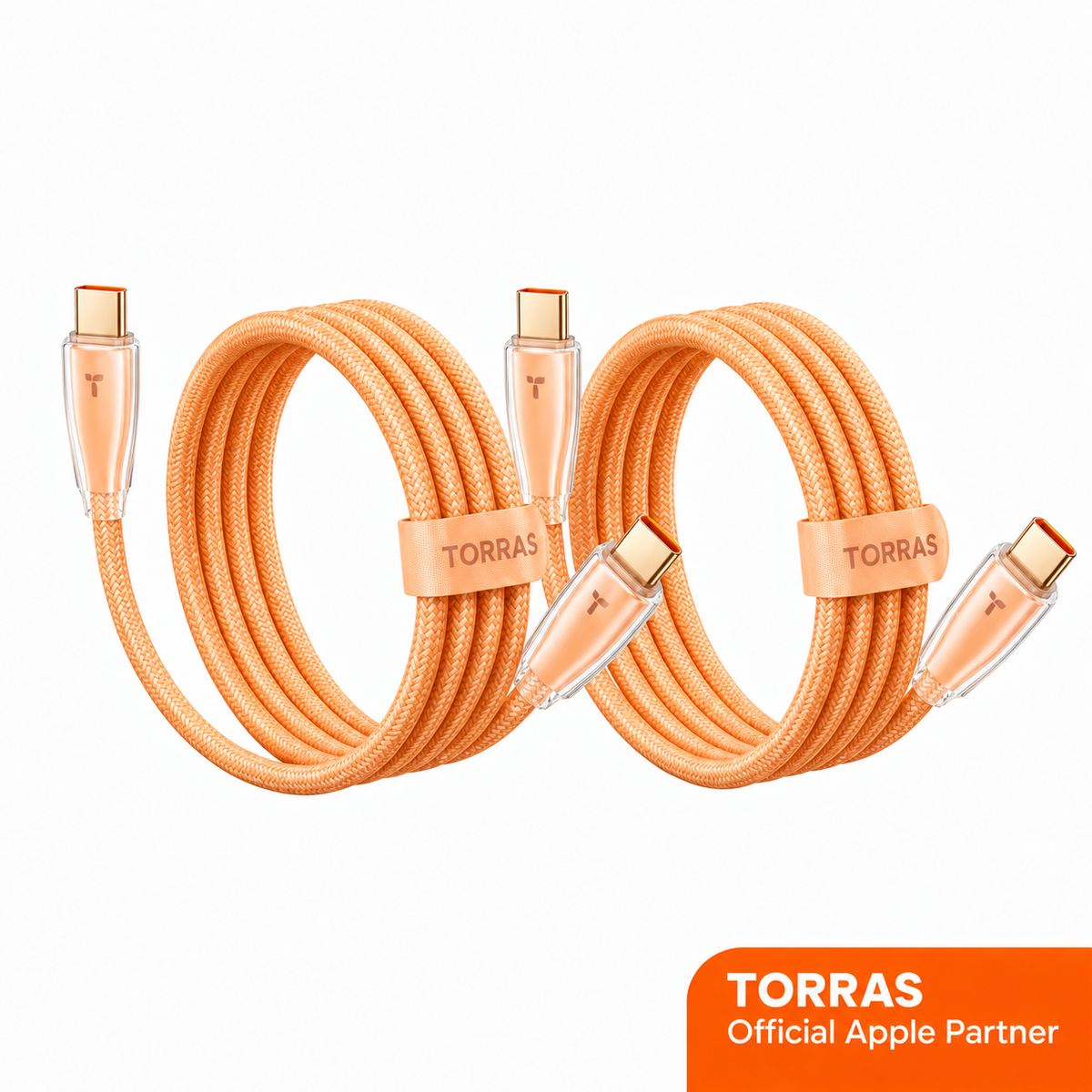 TORRAS Ice Gold 60W USB-C cable, 1.2m — 2pack-orange